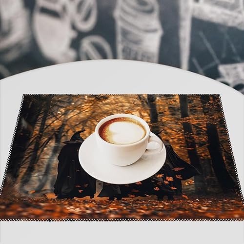 Miniatura 7 de Three Witches in The Forests Witchy Placemats Set of 6 Resistant Table Mats Washable Place Mats for Dinner Party Table Decoration