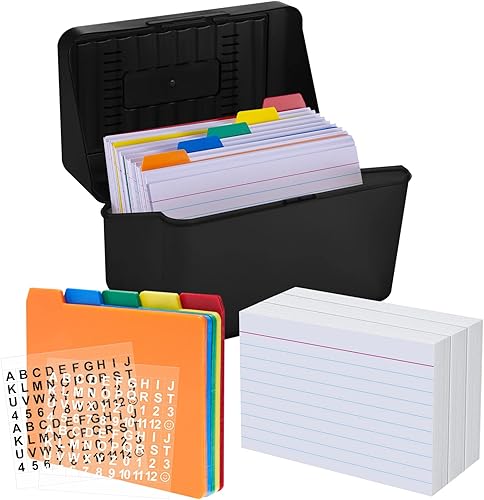 Miniatura 8 de Portatarjetas de índice con divisores y tarjetas de índice a rayas, incluye 30 divisores de tarjetas de índice, 300 tarjetas de índice con rayas, 2