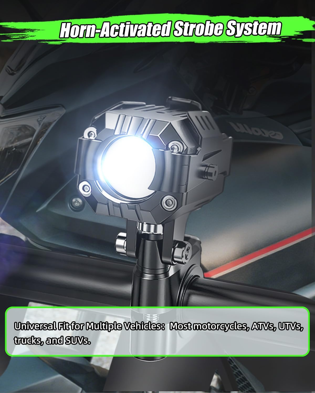 Motorcycle Auxiliary Fog Light Kit Driving Spotlights Amber/White High & Low Beam Strobe Compact Pods Light Kit with Bracket Wire Harness Waterproof, 15000LM Fog Lights for Motorcycle, Bike