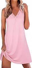 Litherday Women's Nightdresses Sleeveless Summer Nightgown Soft Cotton Lace Nightdress Negligee Plus Size Nightwear V Neck Sexy Sleepwear