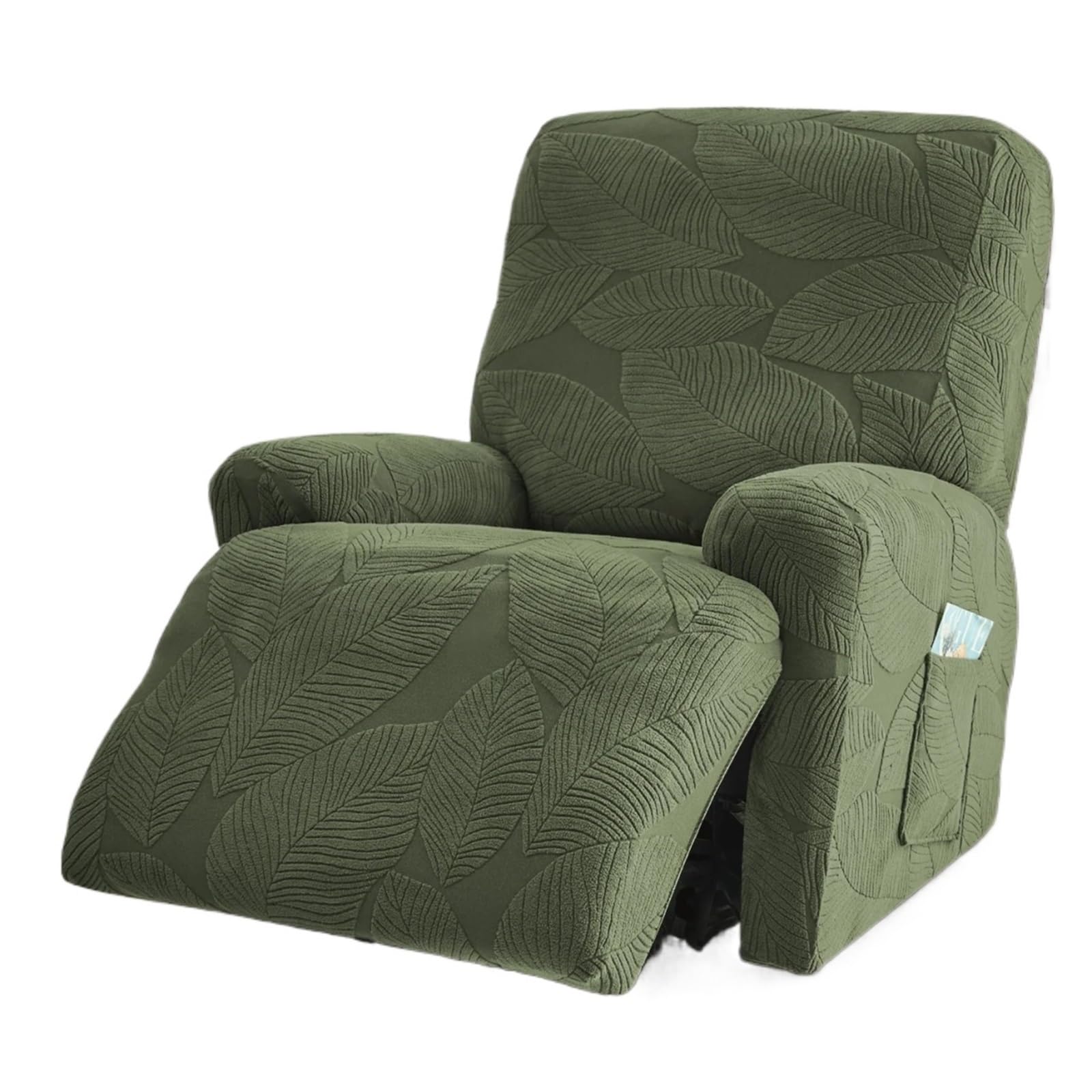 WJIAYAO Thick Plush Recliner Chair Cover 1/2/3 Seater Split Recliner Sofa Cover Jacquard Chair Strench Armchairs Slipcover Home Relax Hotel(Green,2 Seater)