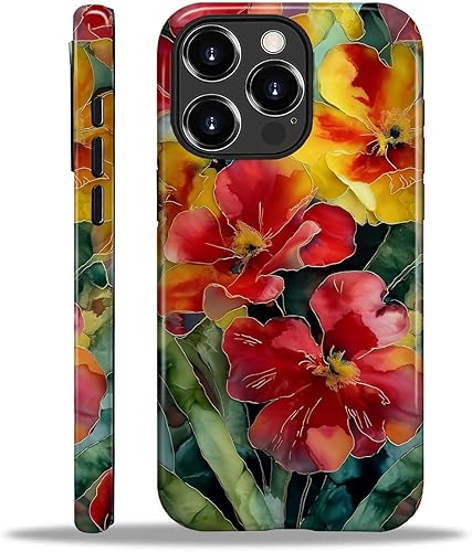 Miniatura 65 de Funda para iPhone 15 Pro Max, Diseño Floral Bohemio con Bordado Sintético - Protección Dual Híbrida Silicona + PC Duro Resistente a Golpes Funda
