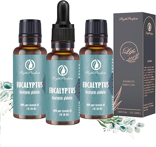 RythParfum Aceite de eucalipto (paquete de 3 unidades de 1 onza) gotero de ojos  Aceite natural 100% puro sin diluir con cuentagotas de ojos para