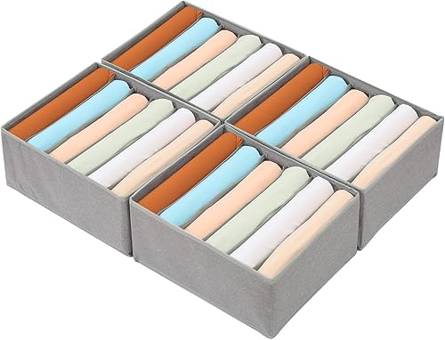 Qozary Paquete de 4 organizadores de cajones para ropa, organizador de camisetas para armario, 6 rejillas, organizador de ropa de armario,