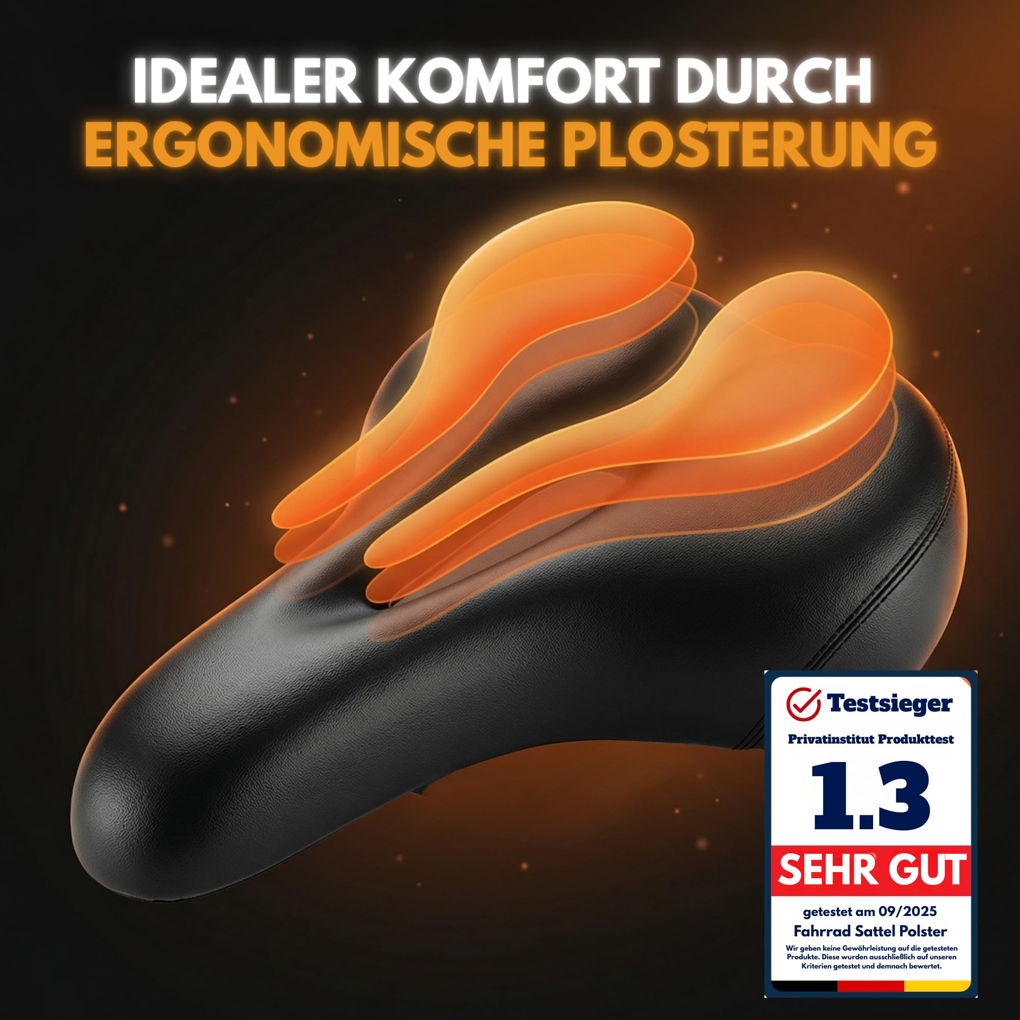 CustEmo® Fahrradsattel Überzug Polster mit Memory Foam - Sattelbezug Fahrrad - Sattelüberzug gepolstert I Fahrradsitz Polster für Damen & Herren,