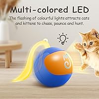 Vista 7 de Migipaws Juego de juguetes interactivos para gatos, rastreador divertido, bola de persecución automática con cola esponjosa, un pequeño ratón, Azul