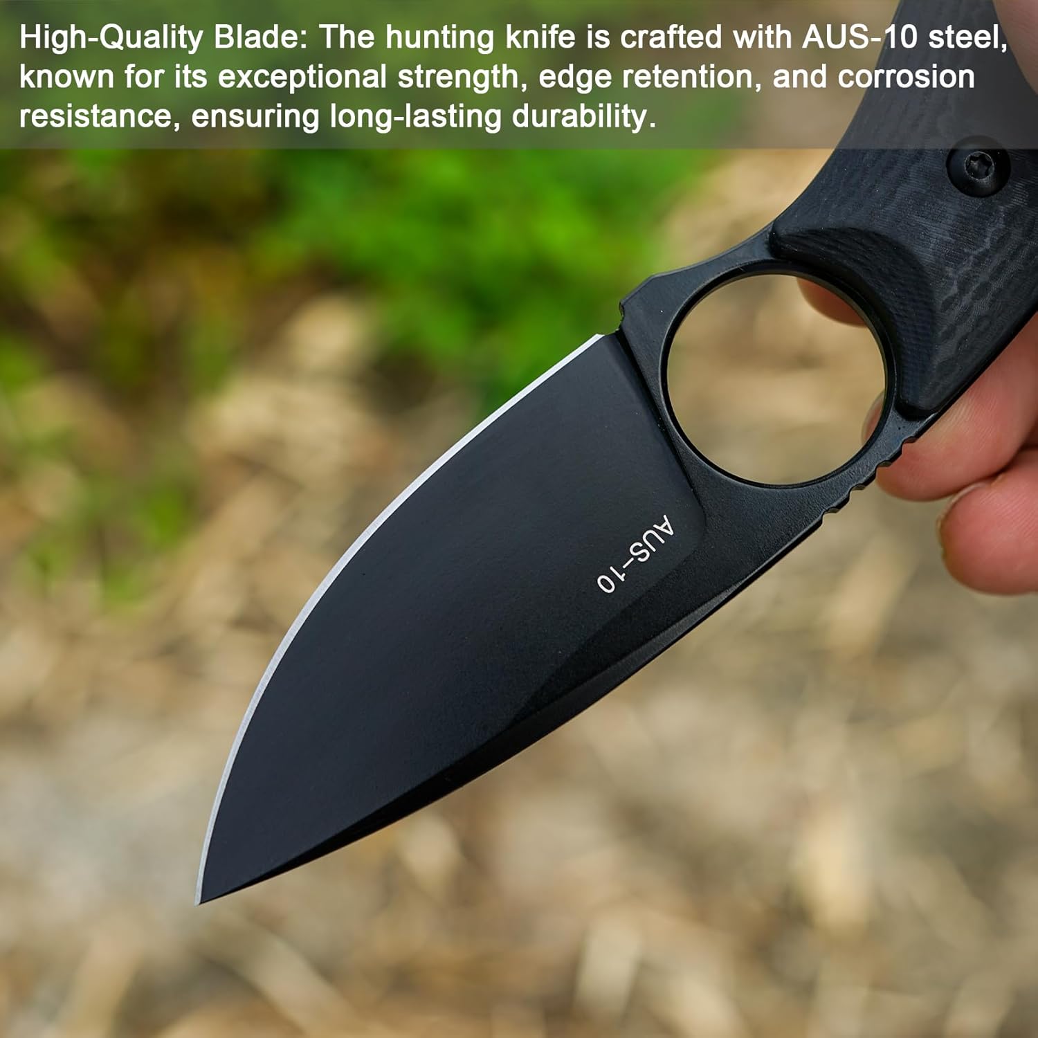 Small Fixed Blade Knife,With AUS-10 Steel Blade. new material handle made by fusing G10 and carbon fiber,with Kydex Sheath,Fixed Blade EDC Knife for Men Women, Outdoor Hunting Hiking Camping Knives