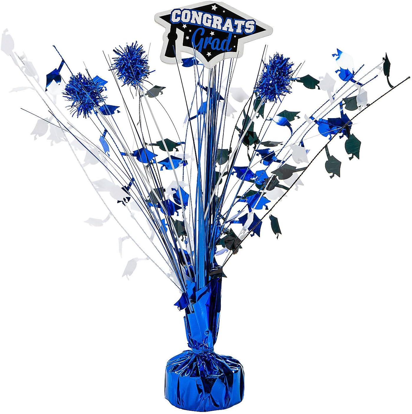 14" Blue Graduation Party Spray-Style Plastic Tabletop Centerpiece