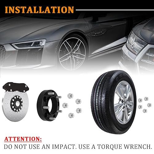 Miniatura 5 de Espaciadores de rueda centrados de 1.5 pulgadas para Toyota 1998-21 Land Cruiser 08-21 Sequoia 07-21 Tundra 98-07 LX 470, 08-21 LX 570 (orificio de