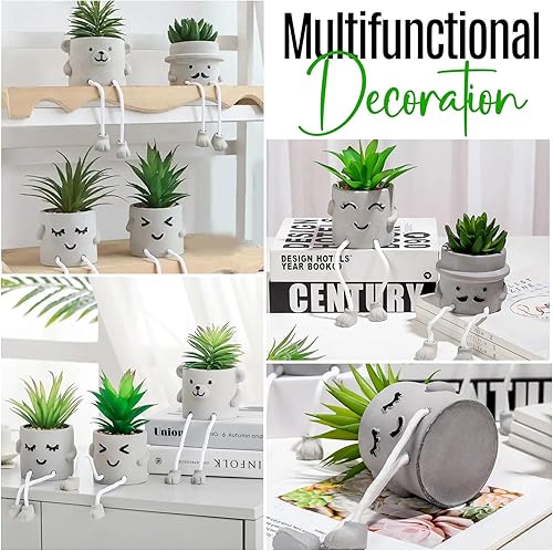 Miniatura 9 de Pequeñas plantas falsas para estante  Mini plantas suculentas  Pequeñas plantas artificiales para decoración de estantes  Plantas de escritorio para