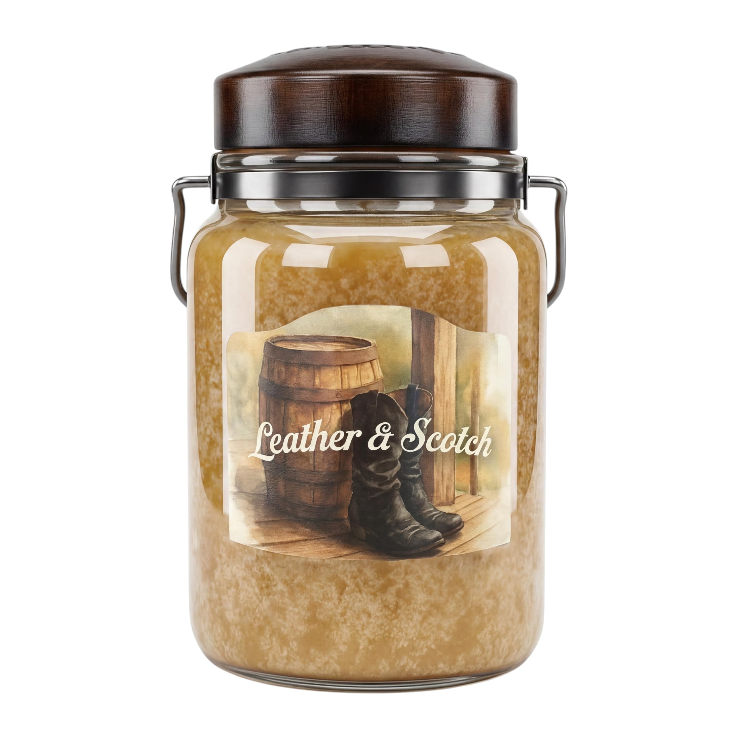 McCall’s Candles | Leather &amp; Scotch | 26 oz Classic Jar Candle | USA-Poured | Rustic Jar with Carrying Handles | Leather &amp; Scotch Fragrance