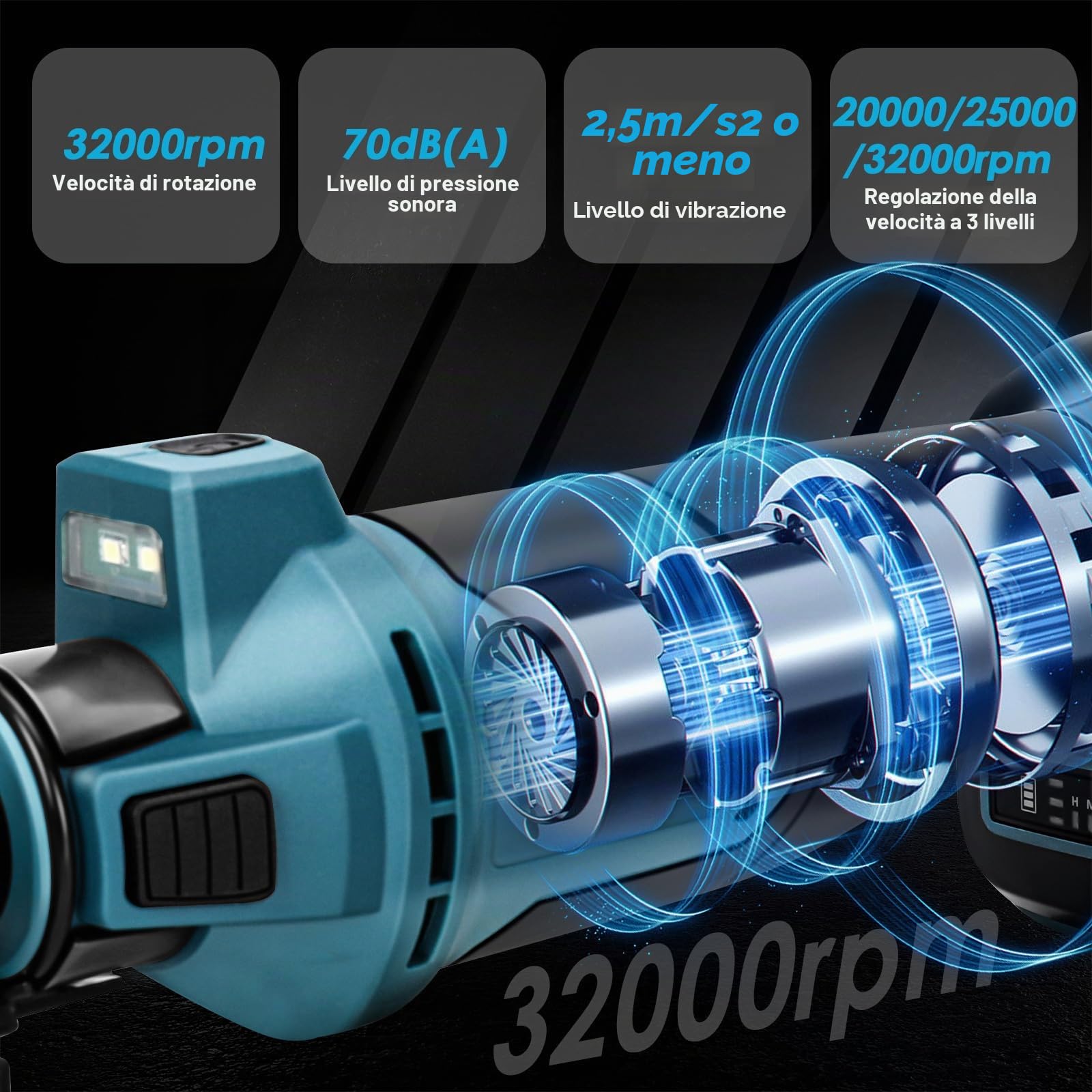 Taglierina per cartongesso senza fili per batteria Makita 18 V LXT, sega da taglio senza spazzole, 32000 giri/min, regolazione della profondità senza attrezzi con luce LED, per tagliare su una varietà