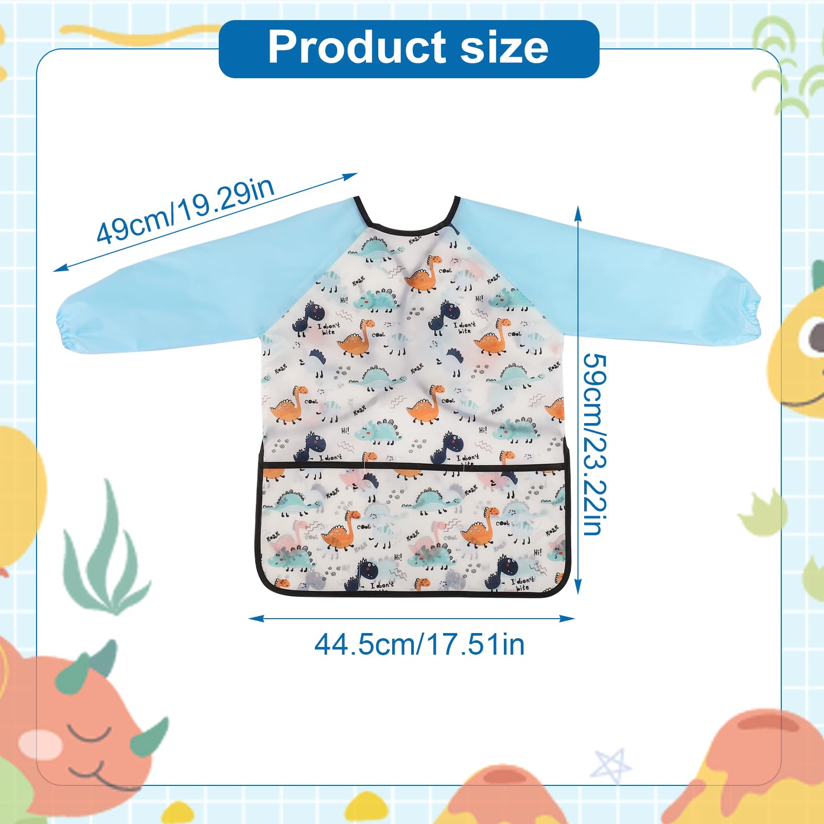 saerryor 2PCS Kids Painting Apron Toddler Apron Art Smock for Kids Long-Sleeve Waterproof Painting Aprons - Image 2