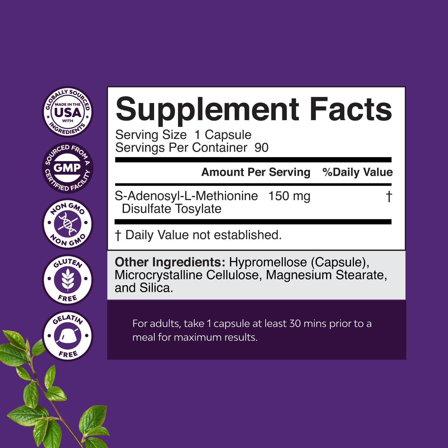 SAM e Supplement 150mg Capsules, s-adenosylmethionine, SAME 150mg - 90ct — Amazon image 8
