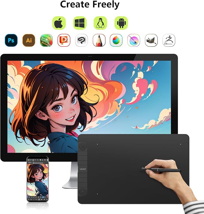 Tableta gráfica VEIKK VK1060PRO 10x6 pulgadas miniatura 5