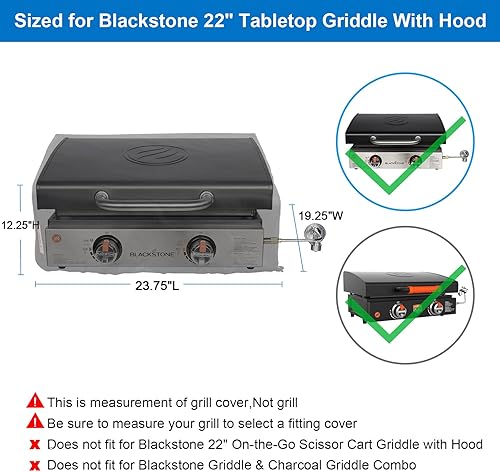 Miniatura 2 de Cubierta de plancha para parrilla Blackstone de 17 pulgadas, material resistente al desgarro 900D, cubierta de parrilla superior plana, 100%