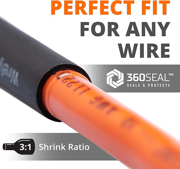 Wirefy Guaina termorestringente da 3/16", rapporto 3:1, con rivestimento adesivo, termorestringente di grado marino, colore nero, rotolo da 15,2 m - 4
