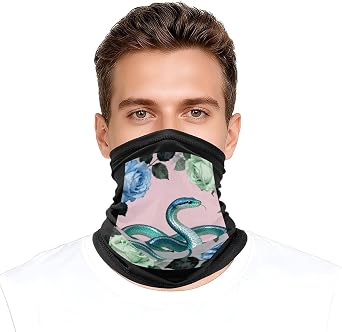 Cycling Neck Gaiter Upf 50+ Sun Protection Cooling Quick-Dry Balaclava Pink Bg Blue Snake Face Mask Breathable Bandana for Biking Motorcycle Running Hiking & Outdoor Work