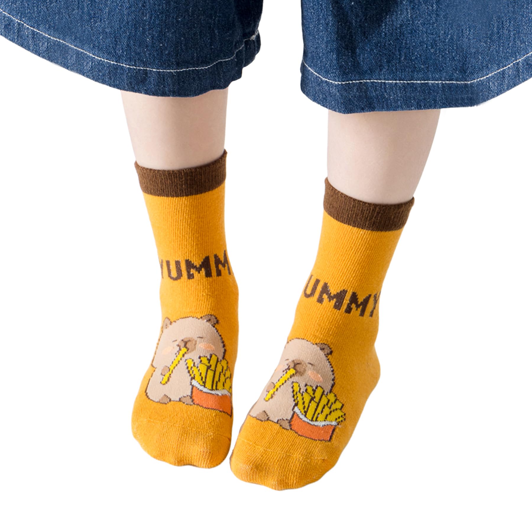 Capybara Cute Socks for Girls, Funky Kawaii Capibara Animal Novelty Crew Girls Socks 6-8 Years Old Kids Fun Capybara Gifts for Boys 5 Pairs Style B