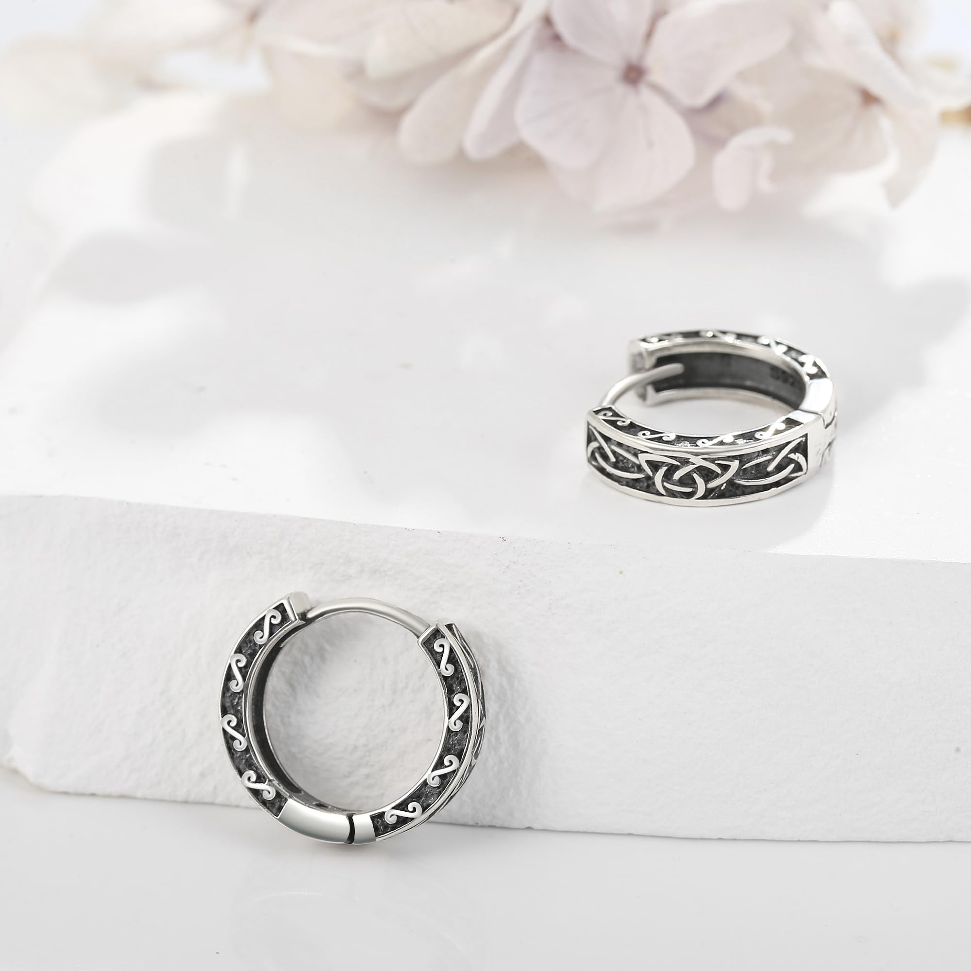 VONALA Wikinger Ring Ohrringe für Herren - 925 Sterling Silber Schmuck - Herren Eisen Ohrringe