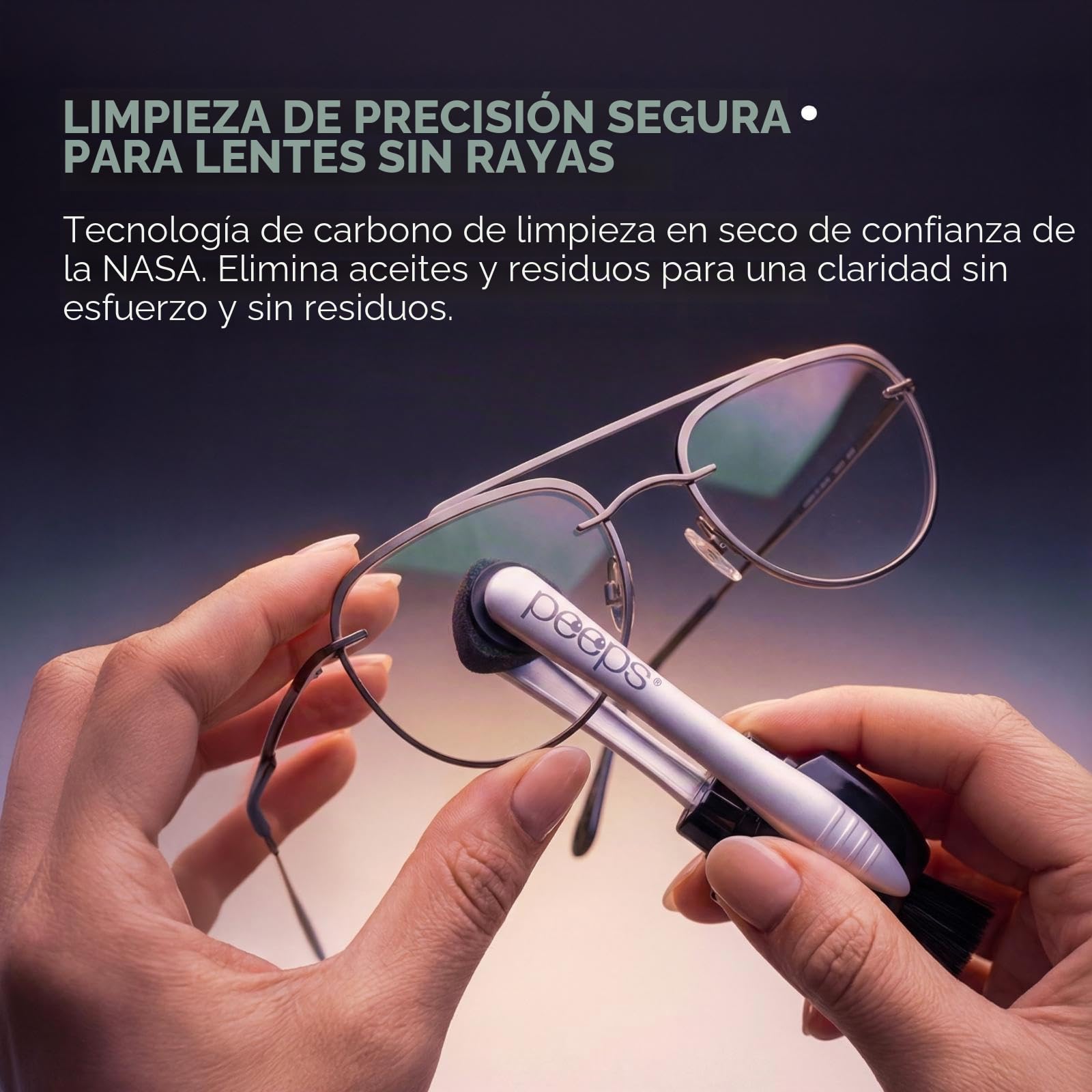 Peeps Limpiador de gafas, para lentes, gafas de lectura y más, limpiador de lentes con tecnología de microfibra de carbono, suave al tacto, rosa, 1 unidad (paquete de 1)