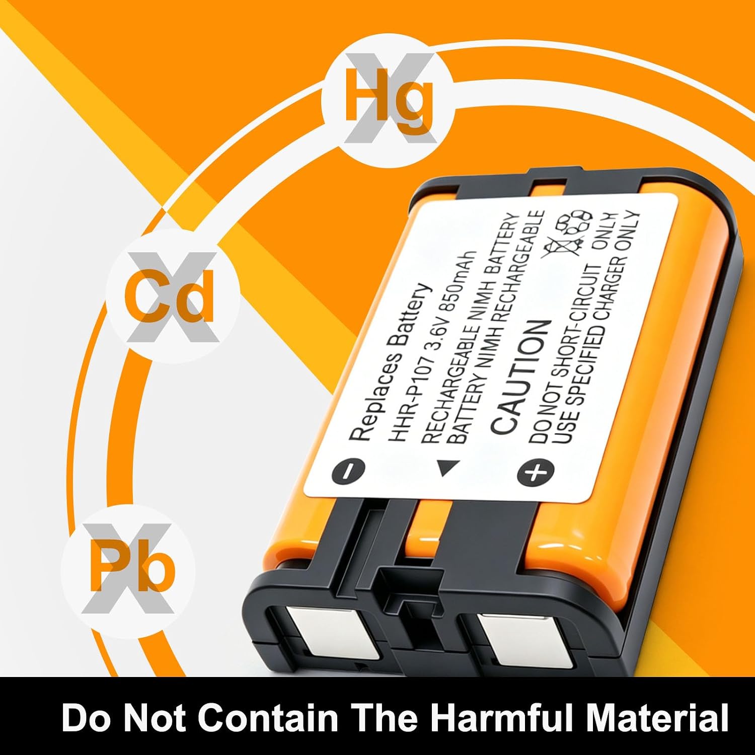 3 Pack HHR-P107 NI-MH Rechargeable Battery for Panasonic 3.6V 650mAh Phone Battery for Cordless Phones Long-Lasting