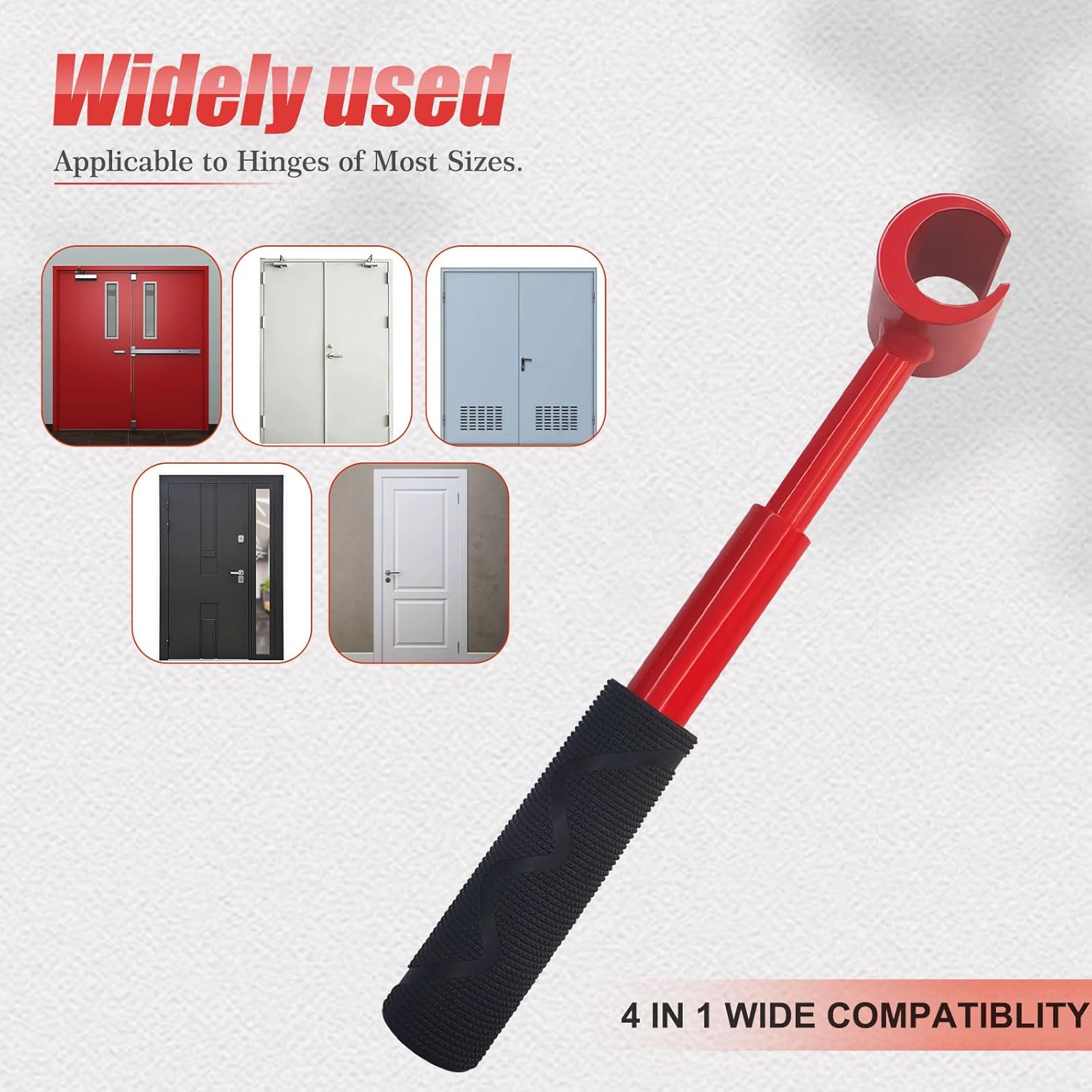 Upgrade Door Hinge Adjustment Tool Kit, 4 in 1 Gradual Thin-Edge Design Heavy Duty Steel Hinge Gap Adjusting Wrench, Door Hinge Adjuster for Residential & Commercial Use