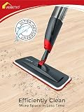 VENETIO Kit de limpieza de piso de microfibra prémium con almohadillas lavables y reutilizables y botella recargable de 24 onzas, trapeador seco y húmedo para limpieza de polvo de madera laminada de