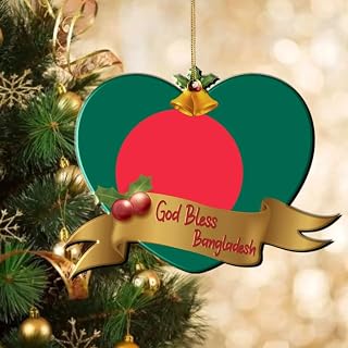 Bangladesh God Bless Heart 2D Christmas Ornaments Bangladesh National Flag Christmas Decorations for Tree Patriotic Personalized Christmas Ornaments 2024 Holiday Christmas New Year Gifts