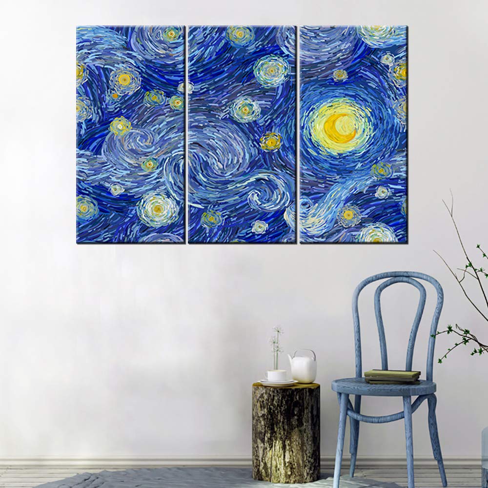 Amazon.co.jp: 青い抽象画 キャンバス ウォールアート 星月夜