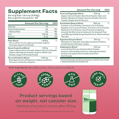 Vista 109 de Bloom Nutrition Green Superfood Super Greens Powder Juice & Smoothie Mix Comida entera completa (espirulina orgánica, clorela, hierba de trigo)