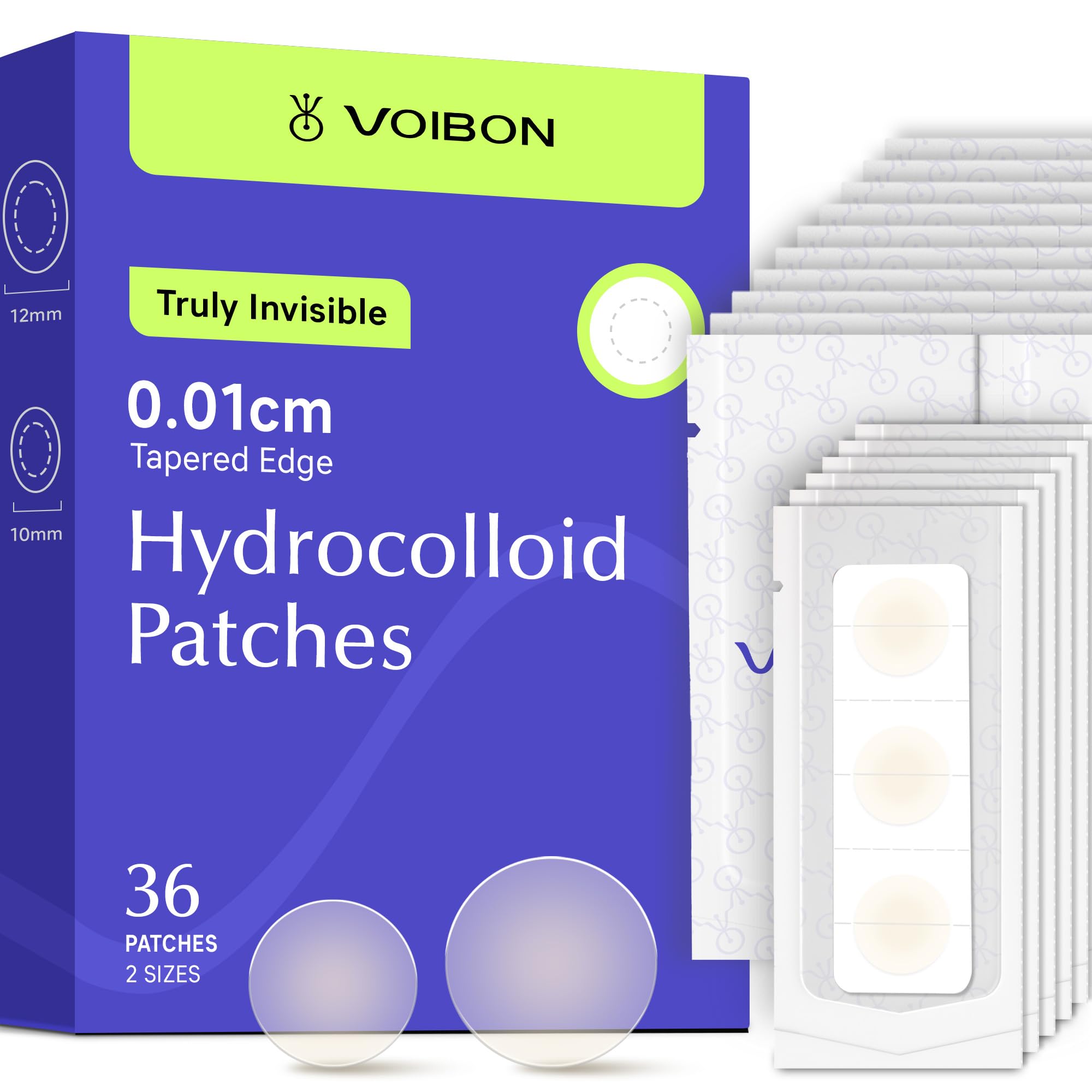 Voibon Pimple Patches For Face, Invisible Hydrocolloid Acne Patches Acne Treatment,Covering Zits & Blemishes in Skin and Face, Zit Patches with Salicylic Acid, FSA HSA Store Eligible Items 36 Count