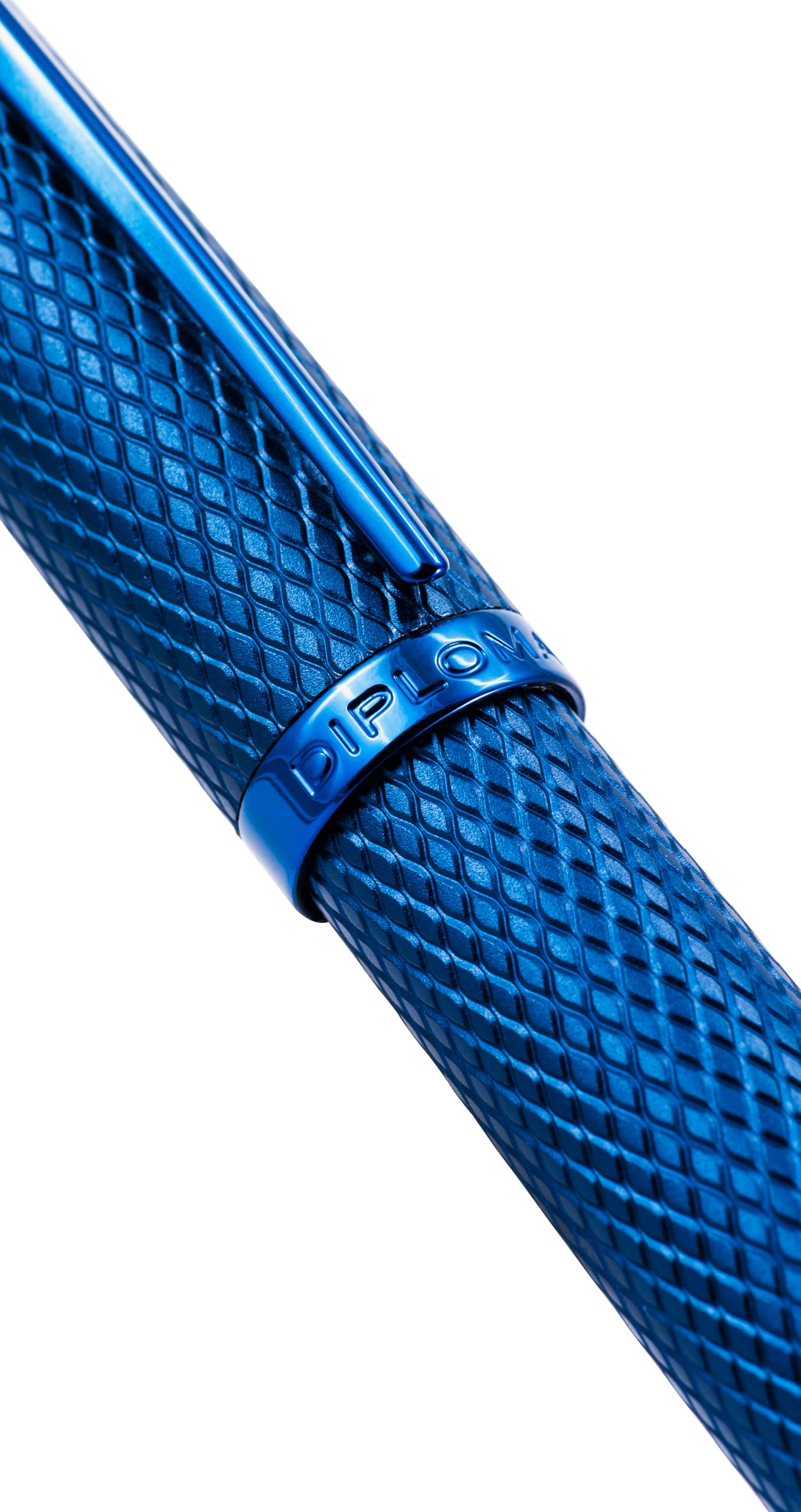 DIPLOMAT - Plume Viper - Stylo Plume Bleu Guilloche - Corps en Aluminium - Résistant et Élégant - Garantie 5 Ans