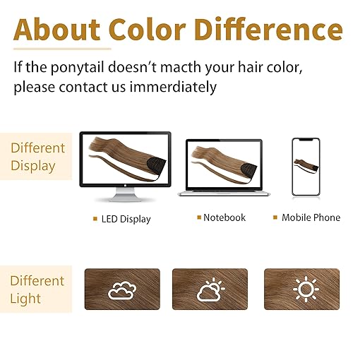 Miniatura 6 de SEGO Extensión de cola de caballo de cabello humano 100 % real, con clip envolvente, cola de caballo larga y recta con pasta mágica, extensiones de