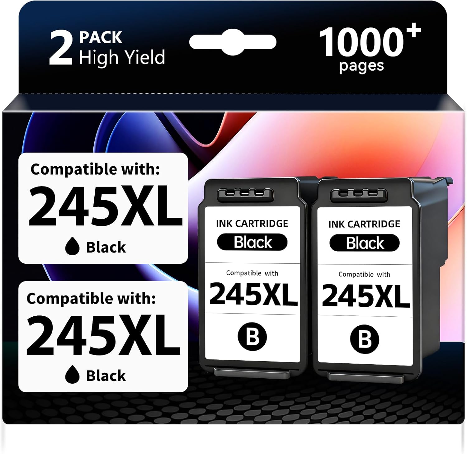 245XL Ink Cartridge Replacement for Canon 245 XL PG-245 XL Black Ink Work with Canon Pixma MG2522 MX490 MX492 MG2524 TS3322 TR4527 TR4520 TS3120 TS3320 for Cannon Printers Ink 245XL (2 Pack)