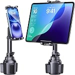 Cup Holder Phone Tablet Mount for Car,Truck,360° Rotatable Stand Holder and Adjustable Arm, Compatible with 4-10 inches iPad Samsung Tab iPhone Cellphones Kindle Fire HD