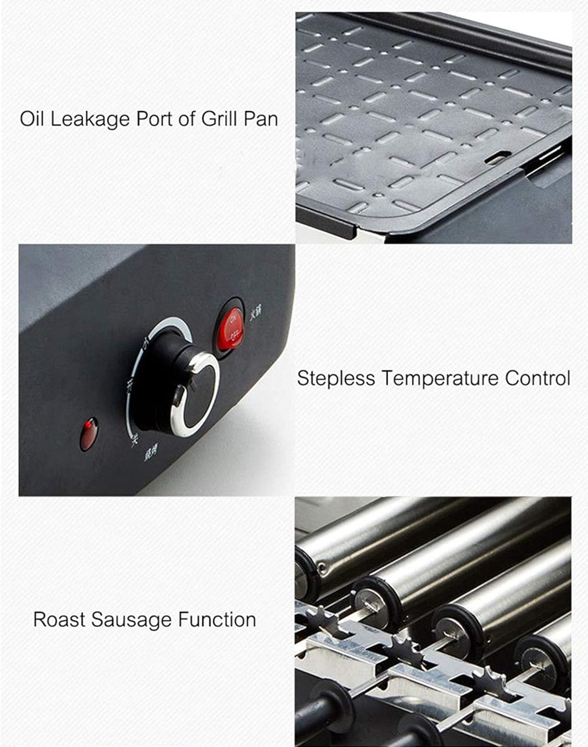 Electric Grill Pan with Hot Pot, 2800W Electric Grill Hot Pot, 3 in 1 Multifunctional Automatic Rotating Grill Smokeless Barbecue Frying Pan Barbecue Nonstick Pan, Suitable for 4-10 People Useful