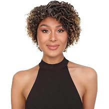 LUXLUXE Quincy 9.5-Inch Short Curly Wig with Soft Ringlets Lightweight Synthetic Hair Wigs with Adjustable Cap for Natural Appearance and Easy Daily Styling - Black with Auburn and Honey Blonde Tips