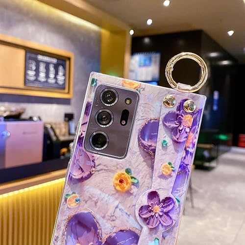 Miniatura 4 de Funda para Samsung Galaxy Note 20 Ultra de 6.9 pulgadas, brillante con soporte de correa, bonito patrón de purpurina IMD diseño de silicona a prueba