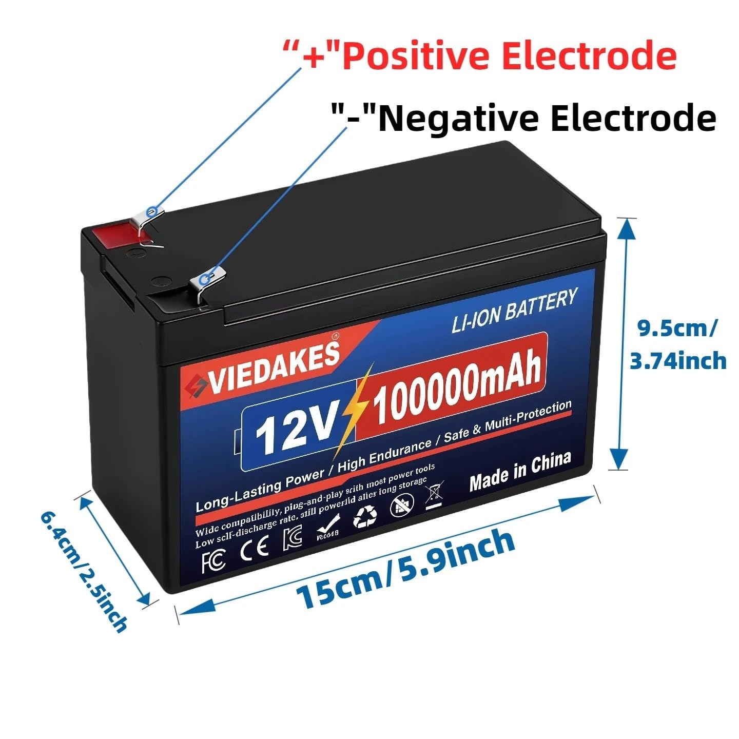 Batteria A Ciclo Profondo Pacco Batterie Ricaricabili, 12V 100Ah | Accumulatore con scheda elettronica integrata for moto e alimentatore da campeggio(12V 20000mAh Set)