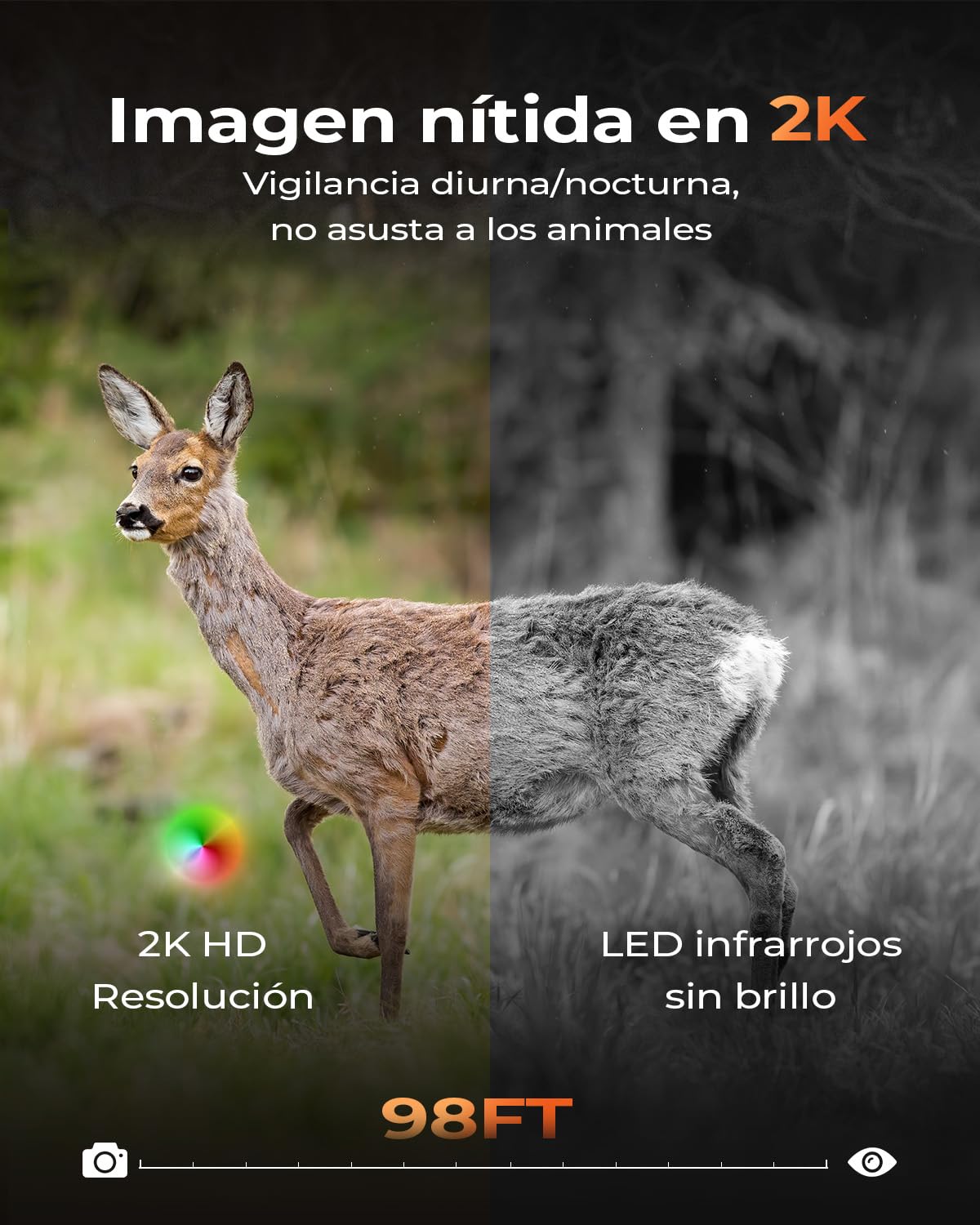 4G LTE Camara Vigilancia Exterior Solar con Tarjeta SIM (2 Unidad), 2K Camara Fototrampeo SIM sin WiF con Detección Humana PIR, Visión Nocturna, IP66 Impermeable, PTZ 360°, Audio de Dos Vías