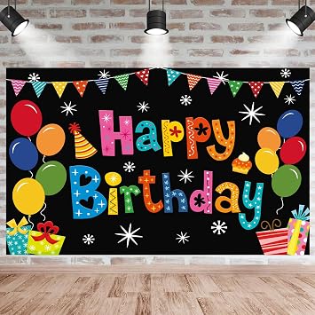 Happy Birthday Backdrop Banner Birthday Decoration Yard Signs Background for Boys Girls Women Men Decorations Indoor Outdoor Photo Props Supplies 6x3.6ft