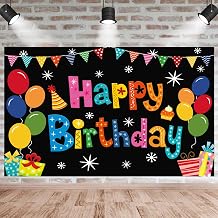 Happy Birthday Backdrop Banner Birthday Decoraton Yard Signs Background for Boys Girls Women Men Decorations Indoor Outdoor Photo Props Supplies 6x3.6ft