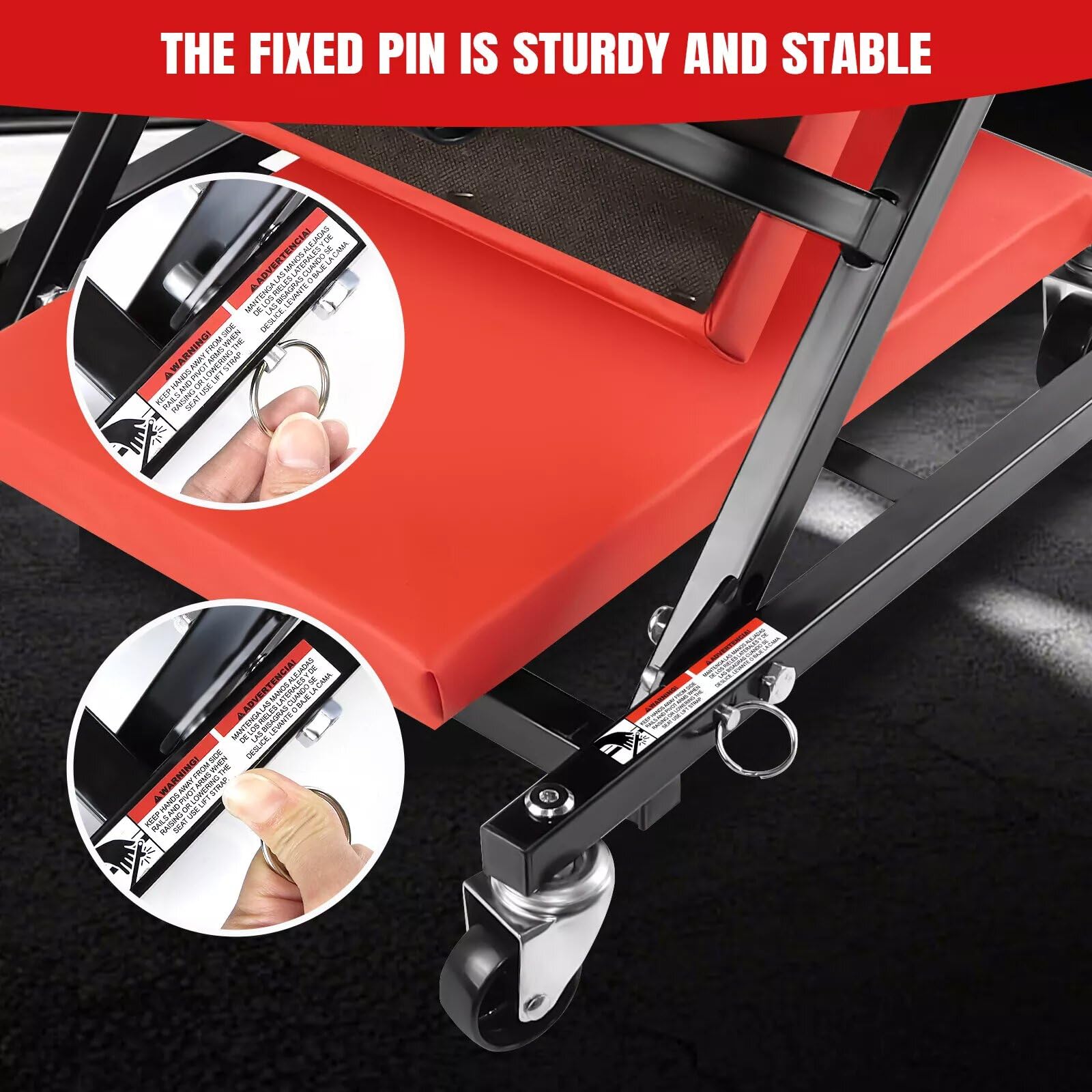 Asiento plegable de 36 pulgadas con ruedas en Z – Taburete de taller acolchado 2 en 1 y tabla de ruedas con ruedas giratorias
