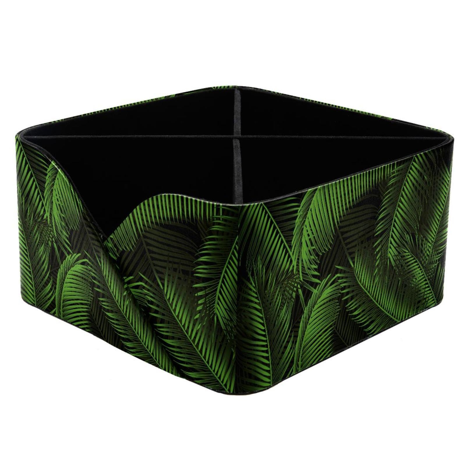 KengjuTesu Green Leaves Desktop Organizer Pen Holder, Rectangular Pencil Cup for Office, Study and Makeup Stations
