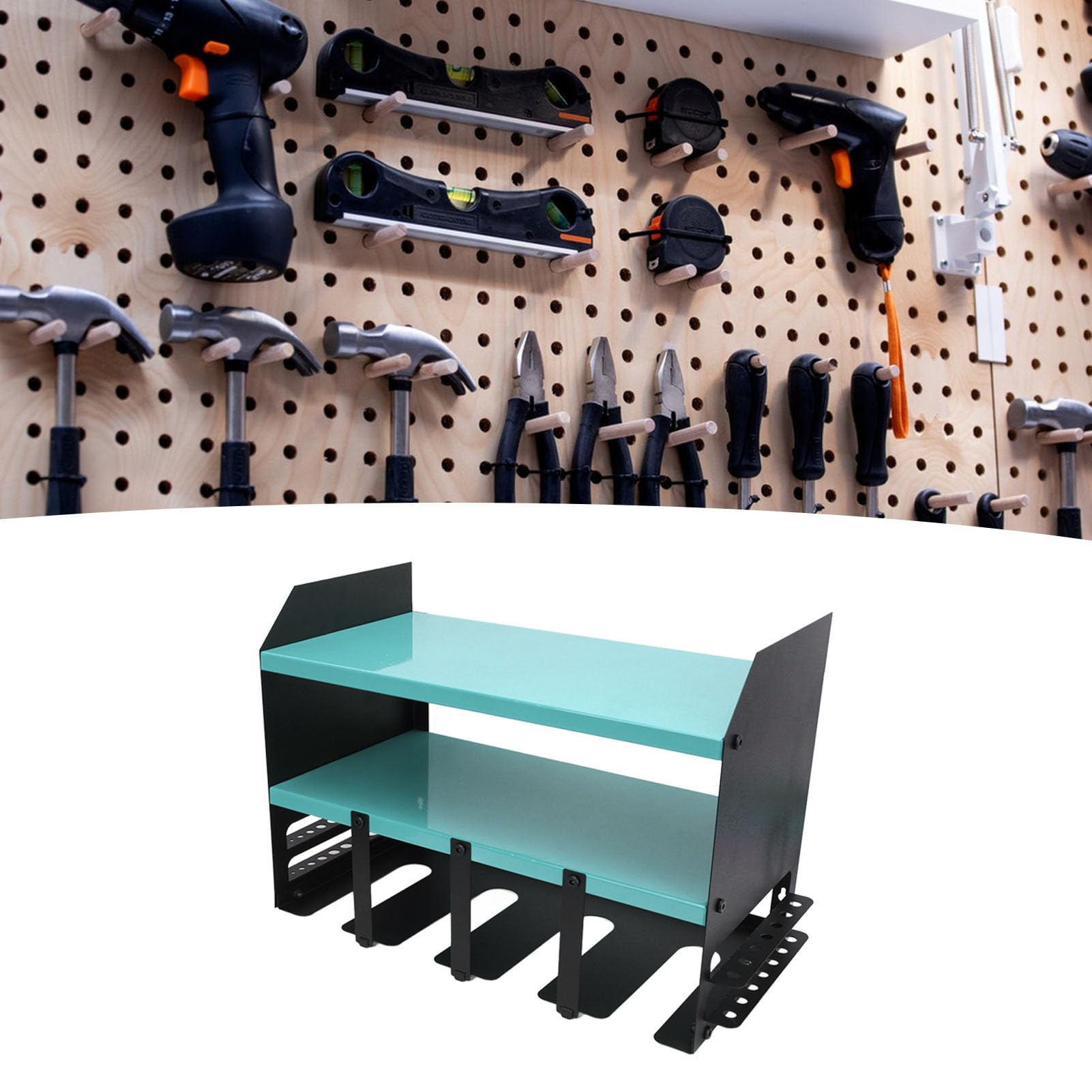 Yctze Strumento di Alimentazione a 4 Slot Compatto, Portaoggetto di Ferro Montato a Parete per Esercitazioni, Cacciaviti e Accessori-per Officina e Garage (BLUE)