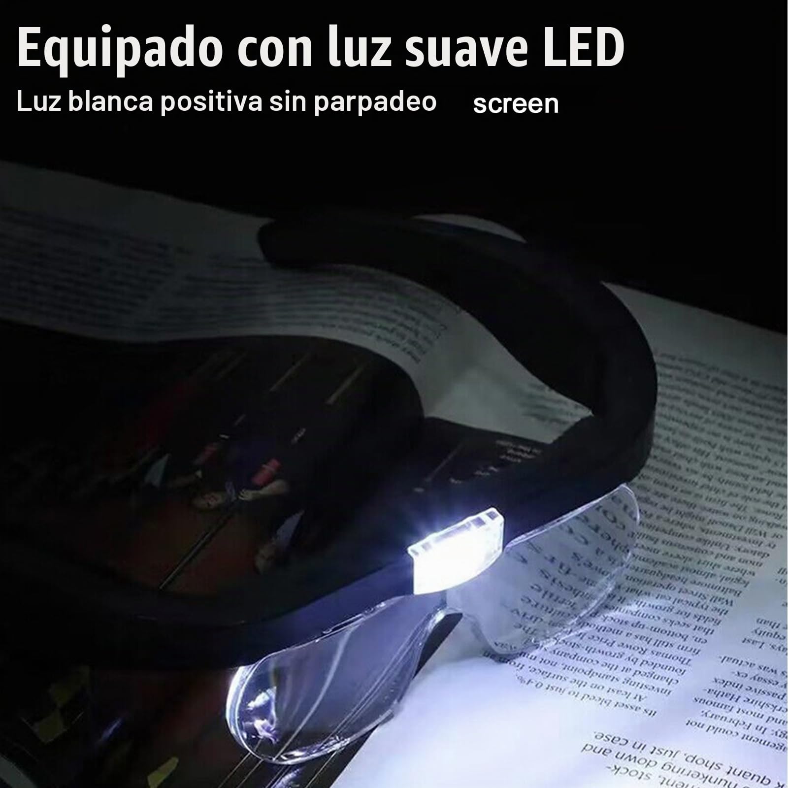 Gafas Lupa con Luz LED, 300% de Aumento, USB Recargable LED con luz de Lupa, 1.0X, 1.5X, 2.0X, 2.5X, 3.5X Manos Libres Lupa Gafas de Cabeza para el Trabajo de Cerca, aficiones, Lectura, artesanía,4 le