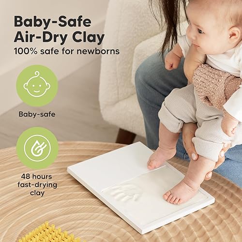 Miniatura 2 de KeaBabies Kit de manos y huellas para bebé, kit de huellas de arcilla de secado rápido, patas de mascotas, marco de fotos de recuerdo para niños y