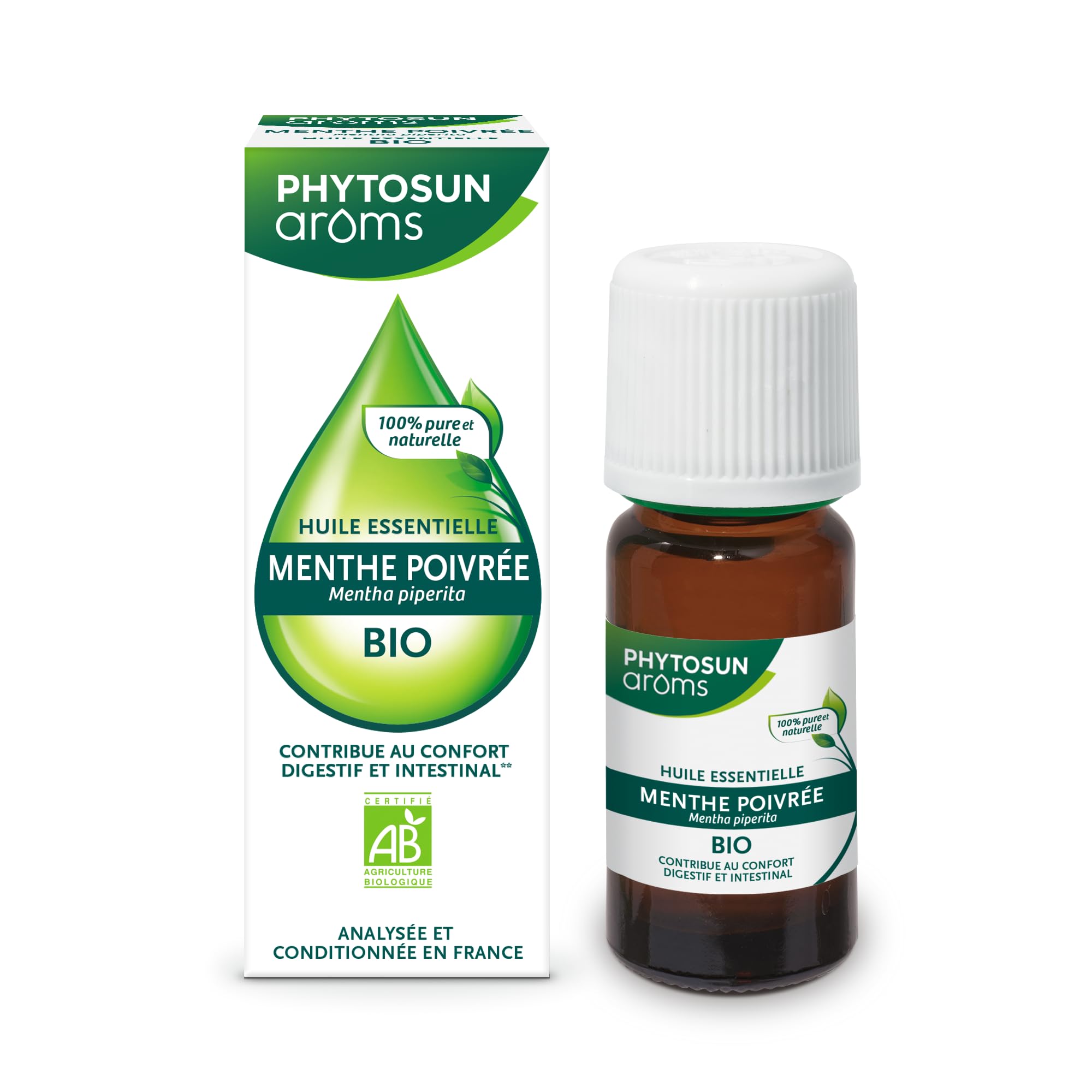 PHYTOSUN AROMS – Huile Essentielle Menthe Poivrée Bio – HEBBD – 100% Pure & Naturelle