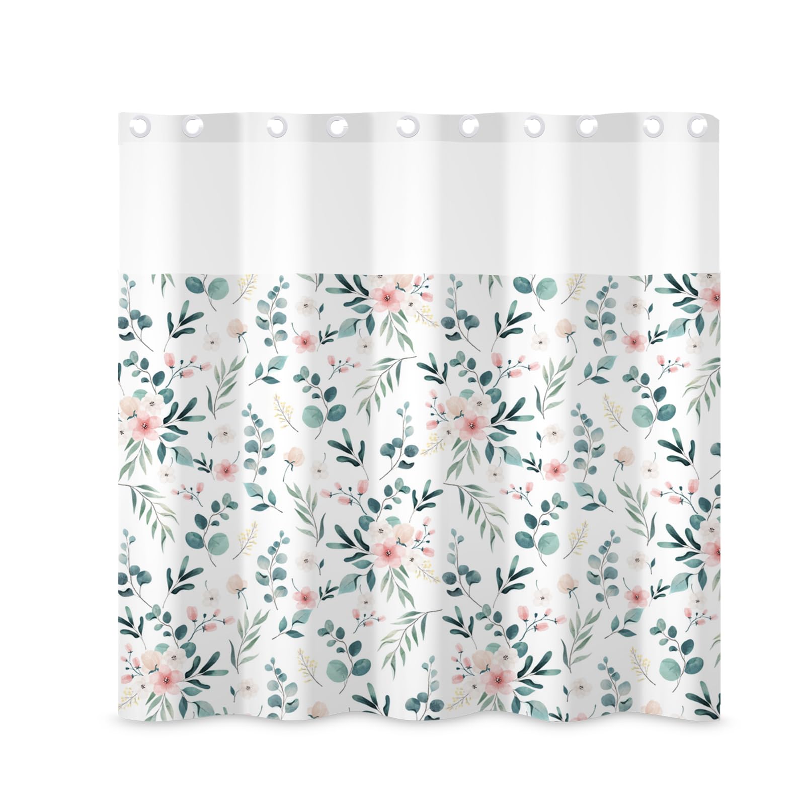 Rideau de douche sans crochet 180x180 cm en polyester imprimé floral